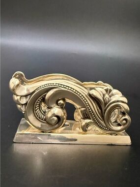 BRIGHTON Silverplate Intricate Scroll Swirl Business Card Holder